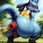 anal_prolapse anatomically_correct anatomically_correct_anus anatomically_correct_genitalia anatomically_correct_pussy anthro anus bodily_fluids crouching fart fart_fetish female fur gaping gaping_anus gaping_pussy generation_4_pokemon genitals looking_at_viewer lucario pokemon_(species) prolapse pussy rear_view saliva solo spread_legs spreading steaming_saliva tongue tongue_out