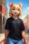 anthro blonde_hair female hair larissa solo teenager tomboy young mindry mammal murid murine rat rodent