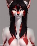 ambiguous_gender anthro attempted_signature black_hair camelid canid canine female fox hair llama mammal portrait solo yellow_sclera yiffye18