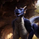 anthro big_breasts breasts female nipples solo jfurryart605 dragon scalie animated webm