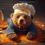 clothed clothing cook cooking dirty_fur feral male mammal messy paddington_bear solo ursid wholesome_content