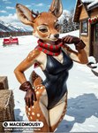 anthro bottomwear breasts brown_body brown_eyes brown_fur camel_toe clothed clothing female fur hair looking_at_viewer smile solo tight_clothing topwear tuft macedmousy cervid mammal thighs hi_res