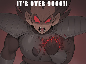 5_fingers angry anthro armor big_ears brown_body eyebrows fangs fingers long_tail male no_pupils open_mouth red_eyes simple_background solo tail teeth text vein yiff_ai_(director) dragon_ball meme_2026 vegeta haplorhine mammal monkey primate saiyan english_text hi_res meme