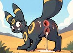 anus black_body bodily_fluids cum cum_in_ass cum_inside female feral gaping gaping_anus genital_fluids looking_back meadow presenting rear_view red_eyes shaking solo tears trembling elviola9029 eeveelution generation_2_pokemon pokemon_(species) umbreon hi_res