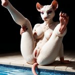 anthro anus breasts female genitals looking_at_viewer makeup nipples pool poolside presenting pussy realistic solo director_unholycow mammal murid murine rat rodent detailed hi_res