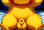 animal_genitalia balls bed faceless_character faceless_feral feet feral fully_sheathed fur furniture gaping gaping_sheathed gaping_urethra genitals lower_body_focus male on_bed penis penis_tip presenting presenting_balls presenting_sheath presenting_urethra raised_arms sheath sitting sitting_on_bed smile soles solo tapering_penis urethra yellow_body yellow_fur jomisa nintendo pokemon generation_1_pokemon pikachu pokemon_(species)