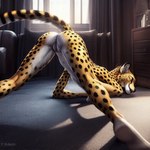 all_fours anthro ass_up attempted_signature black_spots butt cheetah colored countershading felid feline female fur genitals inside lurktime_(director) mammal presenting presenting_hindquarters pussy raised_tail solo spots spotted_body spotted_fur spreading white_body white_countershading yellow_body yellow_fur