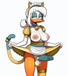 accessory anatid anseriform anthro avian ball_bra balls bangs beak bell bell_collar big_balls big_breasts big_penis bird black_eyes blue_clothing blue_eyeshadow breasts cat_tail clothing cloud9999 cock_sock collar cybernetic_leg cybernetic_limb della_duck disney duck ducktales ducktales_(2017) exposed_breasts eyebrows eyeshadow fake_cat_ears fake_ears footwear frilly genitals glans gold_clothing gynomorph hair hair_accessory hair_bun hair_tie half-closed_eyes hi_res intersex looking_aside maid_headdress maid_uniform makeup narrowed_eyes nipples orange_legs penis penis_accessory penis_clothing pink_nipples portrait simple_background socks solo three-quarter_portrait uniform vein white_background white_body white_hair white_skin