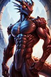 abs anthro athletic athletic_anthro athletic_male biceps featureless_chest featureless_crotch male muscular muscular_anthro muscular_arms muscular_male navel nude pecs solo triceps veiny_biceps veiny_muscles unknown_director dragon hi_res