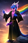 anthro balls clothing dragon genitals hi_res humanoid magic magic_user male penis pup_tobey rainbow robe solo