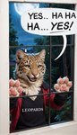 anthro black_clothing black_shirt black_topwear brown_eyes building clothing jacket light looking_at_another male moon moonlight open_mouth peeping plant red_clothing red_jacket red_topwear shirt solo speech_bubble topwear tree whiskers window felid leopard mammal pantherine meme