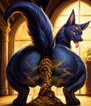 anatomically_correct anatomically_correct_anus anatomically_correct_genitalia anatomically_correct_pussy animal_focus anubis anus crouching deity fart fart_fetish feces female feral fur gaping gaping_anus genitals hi_res looking_at_viewer pussy rear_view scat solo spread_legs spreading