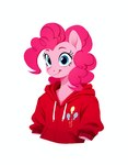 anthro clothing equid equine female friendship_is_magic fur hair hi_res hoodie horse looking_at_viewer mammal my_little_pony pink_body pink_fur pinkie_pie_(mlp) pony shinyluxio solo topwear