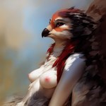 anthro avian beak bird breasts feathers female fleekfeather nipples non-mammal_nipples nude solo