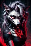 anthro breasts canid cleavage clothed clothing female gothic looking_at_viewer loona_(helluva_boss) mammal nipple_outline portrait solo