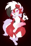 anthro balls fur genitals looking_at_viewer male penis red_eyes solo white_body white_fur twinkaton nintendo pokemon generation_7_pokemon lycanroc mammal midnight_lycanroc pokemon_(species) hi_res