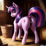 animal_genitalia animal_pussy anus barn butt cutie_mark equid equine equine_genitalia equine_pussy female feral genitals horse looking_at_viewer mammal mercrantos my_little_pony presenting presenting_hindquarters presenting_pussy pussy solo twilight_sparkle_(mlp)