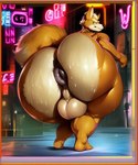 anthro anus balls big_butt bodily_fluids butt canid canine dkkaiserzc fox fox_mccloud genitals huge_butt hyper hyper_butt male mammal night solo starfox street sweat sweaty_butt thick_thighs