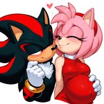 <3 anthro clothing duo female gloves handwear holding_belly love male male/female pregnant pregnant_anthro pregnant_female romantic romantic_couple simple_background sonic_the_hedgehog_(series) white_background onevice amy_rose shadow_the_hedgehog eulipotyphlan hedgehog mammal hi_res