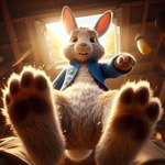 anthro feet foot_focus happy hindpaw male paws peter_rabbit solo surprise