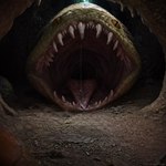 ambiguous_gender big_mouth_(anatomy) bodily_fluids cave cave_entrance cavern dark_lighting dripping feral first_person_view looking_at_viewer mouth_shot open_mouth saliva saliva_drip saliva_string sharp_teeth solo teeth tongue tunnel aurugy mimic monster reptile scalie snake detailed hi_res