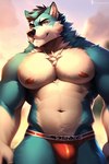 anthro bulge canid canine clothing jockstrap male mammal nipples pecs pup_tobey seductive solo underwear