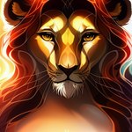 anthro felid female fur hair lion long_hair mammal pantherine red_hair solo ty yellow_body yellow_fur