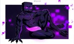 3_toes abs anthro black_claws border claws dark_body fangs feet genitals glowing glowing_genitalia glowing_penis male muscular muscular_anthro muscular_male navel particles pawpads paws penis pinup pose purple_eyes purple_pawpads sitting solo tapering_penis text toes vein veiny_penis sergalbutt minecraft enderman hi_res signature url