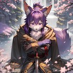 1:1 anthro canid canine colorful detailed_background fox fur hair hi_res looking_at_viewer male mammal painting_(artwork) portrait solo traditional_media_(artwork) tsukimisen wallpaper