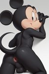 anthro anus balls black_body butt cartoon_character disney genitals looking_at_viewer looking_back male nude rear_view smile solo cartoonlover mickey_mouse mammal mouse murid murine rodent hi_res