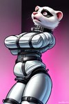 2024 anthro bdsm biped bondage bound female fur pink_background restraints simple_background solo standing straitjacket submissive submissive_anthro submissive_female white_body white_fur anonymous_director domestic_ferret mammal mustela mustelid musteline true_musteline