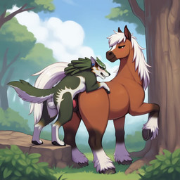 animal_genitalia animal_penis animal_pussy anus balls canine_genitalia canine_penis doggystyle dominant duo ear_piercing equine_anus equine_pussy female feral feral_on_feral forest from_behind_position genitals grass hooves interspecies knot larger_female looking_at_another looking_at_partner looking_back looking_pleasured male male/female outside paws penetration penis piercing plant pussy sex size_difference small_dom_big_sub smaller_male submissive tree vaginal vaginal_fluids vaginal_penetration firewolf890 nintendo the_legend_of_zelda epona_(tloz) link_(wolf_form) canid canine canis equid equine horse mammal wolf animated hi_res short_playtime webm