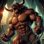 1:1 2024 2_horns 5_fingers abs action_pose angry anthro biceps big_abs big_biceps big_deltoids big_forearm_muscles big_muscles big_pecs big_quads big_trapezius big_triceps biped bottomwear bound bovid bovid_horn bovine bovine_horn broad_shoulders brown_body brown_bottomwear brown_clothing brown_ears brown_hair brown_loincloth brown_nipples brown_nose brown_skin bull_horn cattle cave chain chained clothed clothing cuff_(restraint) curled_hair dall-e_3 deltoids detailed detailed_background digital_drawing_(artwork) digital_media_(artwork) ears_aside empty_eyes fangs fingernails fingers fist forearm_muscles front_view fur glowing glowing_eyes hair head_horn hi_res horn huge_biceps huge_forearm_muscles huge_muscles huge_quads huge_triceps humanoid_hands lens_flare light lighting loincloth loincloth_only male mammal manly minotaur monotone_body monotone_fur monotone_hair muscular muscular_anthro muscular_arms muscular_legs muscular_male muscular_thighs nails nipples obliques open_mouth pecs portrait pose quads red_tongue restraints roaring rock serratus shackles shaded sharp_teeth small_nipples solo standing sun sunlight teeth thick_neck three-quarter_portrait tongue topless topless_anthro topless_male trapezius triceps vein veiny_muscles white_horn zenithwolf