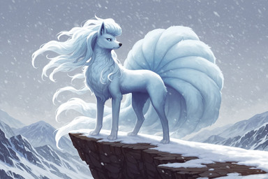 3_toes ambiguous_gender big_tail black_nose blue_eyes chest_tuft cliff digitigrade expressionless eyelashes feet feral fur head_tuft leg_tuft long_fur long_tail looking_away multi_tail neck_tuft paws pupils quadruped raised_head side_view snow snow_on_ground snowing snowstorm snowy_mountains solo standing tail_tuft toes tuft white_body white_fur white_pupils knotanotherfurry nintendo pokemon alolan_form alolan_ninetales canid canine generation_1_pokemon mammal pokemon_(species) regional_form_(pokemon) 2025 full-length_portrait hi_res portrait