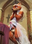 <3 <3_eyes anthro balls church clothed clothing crossdressing dress erection erection_under_clothing genitals inside male smile solo translucent translucent_clothing wedding wedding_dress wedding_veil zootopia palekemono_(director) nick_wilde canid canine fox mammal absurd_res hi_res