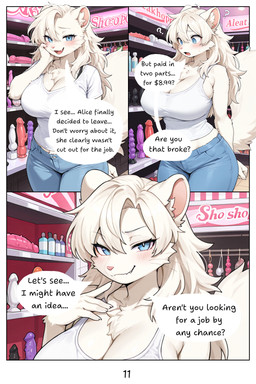 anthro big_breasts blue_eyes blush bottomwear breasts clothing denim denim_clothing dildo female fluffy fur hair inner_ear_fluff jeans long_hair neck_tuft pants seductive sex_toy smile smirk solo teeth_showing tuft whiskers white_body white_fur lead_acid sofia_(lead_acid) domestic_ferret mammal mustela mustelid musteline true_musteline comic hi_res