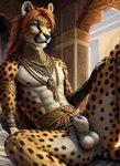 animal_genitalia anthro anus arabic asian balls detailed_background fully_sheathed fur genitals hair long_hair male presenting sheath solo spots spotted_body spotted_fur spread_legs spreading cheetah felid feline mammal