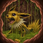 bodily_fluids digestion feral gore graphic_digestion inside_stomach internal male solo stomach_acid vore thedavid nintendo pokemon eeveelution generation_1_pokemon jolteon pokemon_(species) hi_res