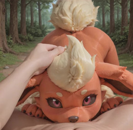 all_fours ass_up balls big_butt big_penis black_sclera butt fellatio first_person_view forest fur genitals hand_on_head huge_penis interspecies irrumatio male male_pov oral orange_body orange_fur outside penile penis plant raised_tail red_eyes sex tree white_body white_fur markrhey nintendo pokemon eeveelution flareon generation_1_pokemon pokemon_(species) animated hi_res short_playtime webm
