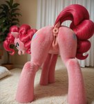 absurd_res animal_genitalia animal_pussy anus butt cutie_mark equine_pussy female feral fur genitals hair hi_res horse_ears inside looking_at_viewer looking_back looking_back_at_viewer my_little_pony orangekitsune photorealistic pink_body pink_hair pinkie_pie_(mlp) plant plant_pot presenting presenting_hindquarters presenting_pussy purple_eyes pussy raised_tail solo