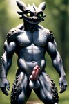 absurd_res animal_genitalia animal_penis anthro balls bumblebee95 canine_genitalia canine_penis dragon genitals hi_res male muscular night_fury nude penis realistic scalie solo standing western_dragon