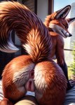 anthro anus canid canine cattorihanzo detailed detailed_fur female fox genitals hi_res inviting looking_at_viewer looking_back looking_back_at_viewer mammal presenting pussy solo stable_diffusion