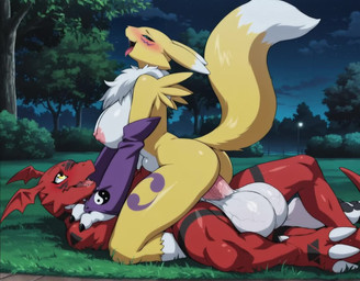 3_fingers anthro anthro_on_anthro anthro_on_top anthro_penetrated anthro_penetrating anthro_penetrating_anthro anthro_penetrating_female areola armwear balls big_balls big_breasts big_butt big_penis black_markings black_sclera blue_eyes blush bodily_fluids breasts bridal_gauntlets butt claws clothing cloud countershading cowgirl_position detailed_background dipstick_ears dipstick_tail duo ear_markings enjoying erection eye_contact facial_markings feet female female_anthro female_on_anthro female_on_top female_penetrated fingers from_front_position fur genital_fluids genitals grass head_markings huge_balls huge_penis interspecies looking_at_another looking_pleasured lying male male/female male_anthro male_on_anthro male_on_bottom male_penetrating male_penetrating_anthro male_penetrating_female markings monotone_genitals mostly_nude multicolored_body multicolored_ears multicolored_fur multicolored_tail neck_tuft night nipples nude on_back on_bottom on_top open_mouth open_smile outside pawpads penetration penile penile_penetration penis penis_in_pussy pink_areola pink_genitals pink_nipples pink_penis pink_pussy plant purple_clothing pussy pussy_juice red_body red_scales red_tail scales sex shrub sky smile tail tail_markings teeth thick_penis toe_claws toes tongue tree tuft two_tone_body vaginal vaginal_penetration vein veiny_penis wan2.2 white_balls white_body white_breasts white_claws white_fur white_genitals white_scales white_tail yellow_body yellow_eyes yellow_fur yin_yang gridanon bandai_namco digimon canid canine digimon_(species) guilmon mammal renamon scalie animated detailed digital_media_(artwork) short_playtime webm