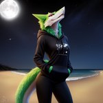 anthro clothing drarexthedragon female fur hi_res looking_at_viewer moon night night_sky samantha_stone sergal solo