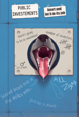 after_sex animal_genitalia animal_penis anthro bathroom black_nose blue_wall bodily_fluids canine_genitalia canine_penis cum cum_drip cum_in_mouth cum_in_nose cum_inside cum_on_body cum_on_face cum_on_tongue dripping fangs free_use fur gender_symbol genital_fluids genitals glory_hole graffiti grey_body grey_fur inside knot male male_symbol mouth_shot open_mouth oral oral_invitation penis presenting_mouth public_restroom public_use saliva solo symbol tally_marks teeth text through_wall tongue tongue_out wall_(structure) adragocult canid canine mammal absurd_res hi_res