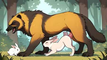duo female feral feral_on_feral feral_penetrated feral_penetrating feral_penetrating_feral male male/female penetration predator/prey sex size_difference towersmash gulonine lagomorph leporid mammal mustelid musteline rabbit wolverine hi_res