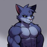 anthro black_sclera blue_body blue_fur fur male muscular muscular_male solo candougie five_nights_at_candy's old_candy_(fnac) domestic_cat felid feline felis mammal