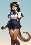 anthro bottomwear clothing female looking_at_viewer miniskirt school_uniform skirt solo standing teenager uniform young young_female foxlover7796 lutrine mammal mustelid hi_res