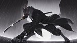 action_pose anthro black_sclera city clothed clothing ear_piercing eyewear fully_clothed katana male melee_weapon neck_tuft pawpads piercing pose raining scabbard solo sunglasses sword tail tuft weapon yellow_eyes burioth canid canine canis mammal wolf hi_res monochrome