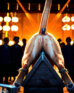 abuse anal anal_penetration animal_genitalia animal_pussy bdsm blurred_background bondage bound bruised crowd detailed_fur dildo feline_pussy feline_tail female feral forced genitals group legs_tied penetration public public_exposure pussy rape sex_toy solo solo_focus spiked_dildo spikes wooden_horse kreegur felid lion mammal pantherine detailed hi_res uncensored